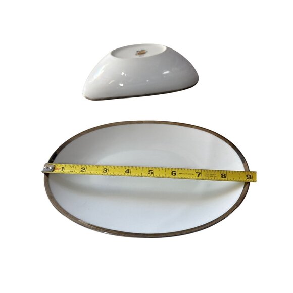 Sango Fine China Pallas Pattern Gravy Boat With Underplate Silver Rim Dinnerware - Picture 4 of 5